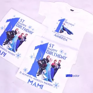 GRATIS CUSTOM NAMA/FOTO/ANGKA Kaos/Baju/T-Shirt/Seragam Ultah/Ulang Tahun KARAKTER FROZEN ELSA ANNA OLAF Murah Couple Family Set Birthday Squad Kembar Keluarga Ayah Ibu Anak Cewek/Cowok Perempuan/Laki-Laki Cewe/Cowo 1.2.3.4.5.6.7.8.9.10 Tahun