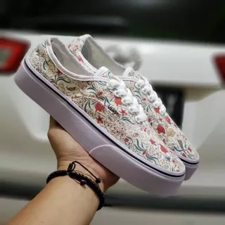 sepatu vans authentic motif bunga cowok-cewek