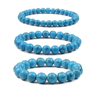 Gelang Batu Pirus Biru Natural Stones Unisex Bracelet