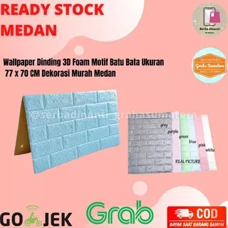 Wallpaper Dinding 3D Foam Motif Batu Bata Ukuran 77 x 70 CM Dekorasi Murah Medan