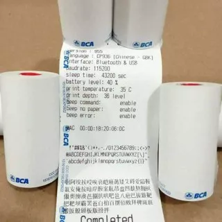 KERTAS KASIR THERMAL ROLL LOGO BANK BCA UKURAN 58X30MM 1Pack isi 10Pcs/Roll kertas