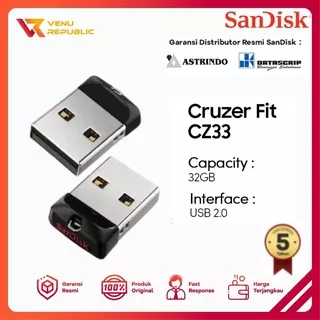 Flashdisk SanDisk 8GB USB 2.0 Cruzer Fit CZ33 - Garansi Resmi 5 Tahun