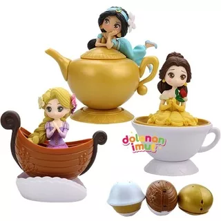 Princess Ball Belle Jasmine Rapunzel Figure Set 3 Mainan Pajangan Miniatur Topper D675