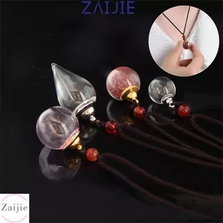 ZAIJIE Fashion Perfume Bottle Pendant Square Shape Jewelry Gift Necklace Water Drop Hang Pendant for Car New Trendy for Women Men Oil Diffuser Vial