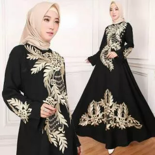 New Abaya Gamis Maxi Dress Arab Saudi Bordir Zephy Turki Umroh Dubai Turkey India Wanita Hitam