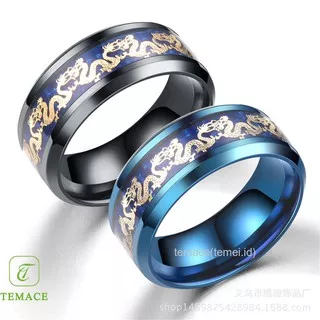 Unik Unisex Silver Elegant Black Enamel Stainless Steel Ring Cincin Pria Wanita Berkualitas Naga