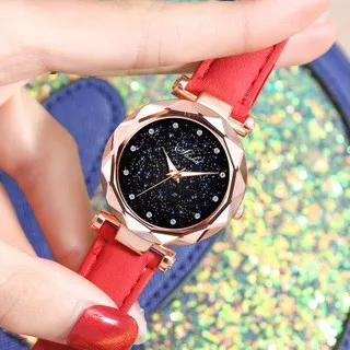 Jam Korea Jam Tangan Quartz Casual Fashion Starry Rhinestone Watches Jam Cantik Wanita