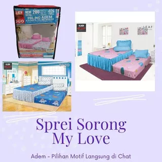 ?Mall57? Sprei bad sorong rumbai ukuran 120x200 motif My Love DUO 2 in 1