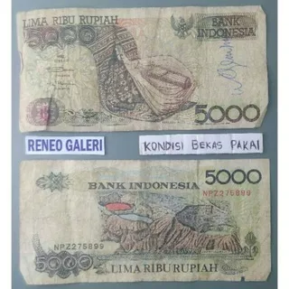 Jelek utuh Rp 5.000 Rupiah tahun 1992 Sasando Rote 5000 Uang kertas duit kuno jadul lawas lama Asli Danau 3 warna Kelimutu