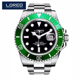 Jam Tangan Homage Rolex Submariner Kermit Loreo Automatic Solid Stainless Steel