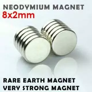 Magnet 8x2 8x2mm 8mm x 2mm Magnit Besi Sembrani Neodymium 8 mm Super Kuat Nempel Batre