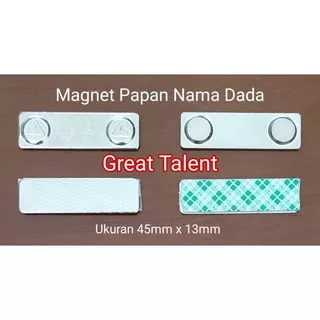 Magnet Papan Nama Dada 45mm x 13mm - Magnet Nametag - Caution Magnetic - Magnit Name Tag - 1 pcs