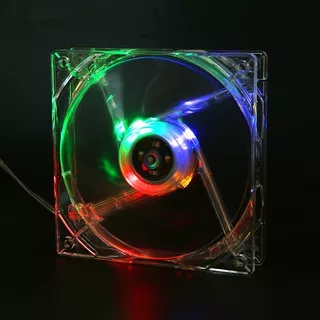 FAN CASE TRANSPARAN + LED 12 V // KIPAS KOMPUTER PC AQUARIUM AQUASCAPE RGB RGBY BLUE // PENDINGIN TRANSPARENT TRANS AKRILIK ACRYLIC // JACK MOLEX PSU