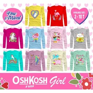 (1-8 Tahun) Kaos Oshkosh Lengan Panjang Anak Perempuan Oshkosh Girls ruffle/ rempel