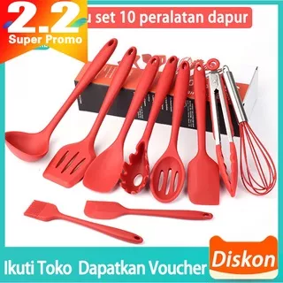 Peralatan dapur silikon/peralatan dapur spatula silikon 10 buah set