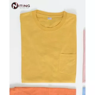 Kaos Polos Lengan Pendek 30s NITING Warna Kuning Mustard Pocket Series dengan Kemasan Satuan