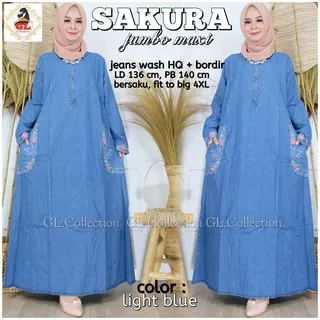 SAKURA JUMBO MAXI | JEAN SLD 136CM  PJ 140CM | GAMIS JEANS JUMBO