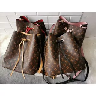 Lv neonoe mm monogram canvas handbag / lv drawstring handbag / tas lv serut