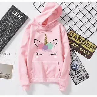 SWEATER HOODIE UNICORN RAINBOW / BISA COD / CNDSNEAKERS