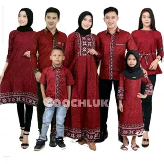 Baju Batik Couple Keluarga Modern Set Batik Sarimbit Merah Maroon Batik Pekalongan Atasan Kemeja Lengan Panjang Seragam Kerja Batik Coupel Family Pasangan Suami Istri Kondangan Ayah Dan Anak Laki-laki Perempuan Busui Jumbo Kekinian Terbaru Termurah
