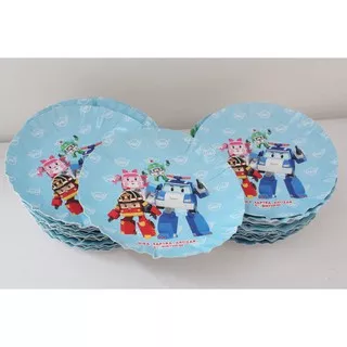 piring kertas robocar poli / wadah kue robocar poli / paper plate robocar poli