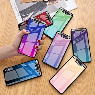 Samsung Galaxy A80 Tempered Glass Case Hard Case Back Cover Samsung A80 A 80 Casing