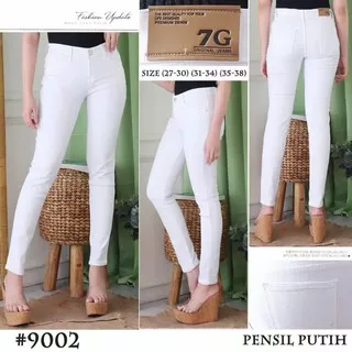 (Ready uk.27-34) Celana Basic Plain White - Celana Putih Polos Jeans Wanita - Skinny Jeans Terlaris