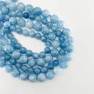 1 strand/lot 4/6/8/10/12mm Manik-manik batu akik aquamarine alami untuk membuat perhiasan gelang DIY