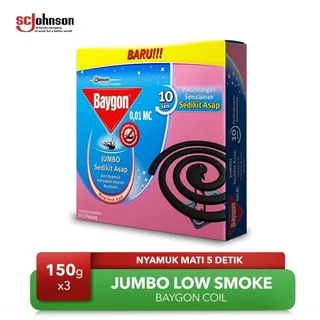 Baygon Coil Jumbo Low Smoke Coil 10Hr 150g - Obat Anti Nyamuk Bakar