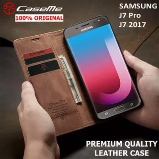 Samsung Galaxy J7 Pro 2017 Caseme Original Leather Flip Book Cover Case Casing Kesing Kulit Flipcase