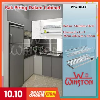 Rak Piring Gantung Stainless Winston 90 cm WW 304 C SS for Kitchen Cabinet no huben - Rak Only