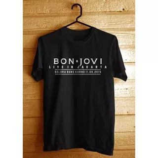 Kaos Bon Jovi Konser Jakarta Simple 2 Hitam (BJ,Bonjovi,live,2015,gbk)