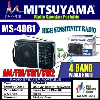 Radio Portable Mitsuyama MS - 4061 AM FM SW 4 Band World Radio radio jadul radio murah