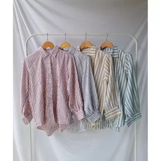 STRIPE SHIRT / KEMEJA WANITA GARIS-GARIS  HELDEN.ID