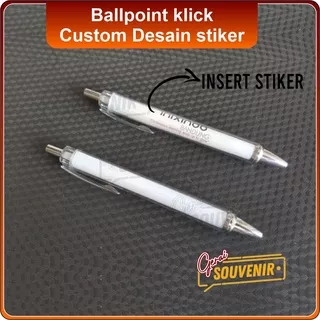 Ballpoint boss pulpen klik Custom desain insert stiker bolpen souvenir event seminar custom murah