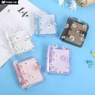 FENGLIN Mini Rings Binder Stationery Inner Pages Notebook Cover Creative File Folder 3-hole Hand Account Diary Daisy Flower Diary Book Loose-leaf Refill