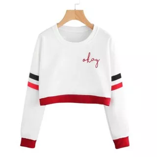 Top - Sweater Crop Murah / Sweater Crop JESSIE LOGO OKAY