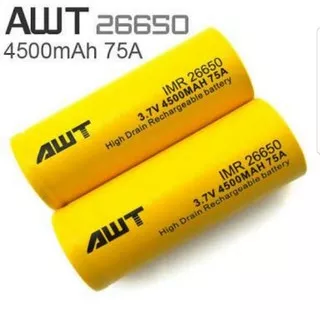 Battery Baterai Batre AWT IMR 26650 4500mAh 75A Original Mantap