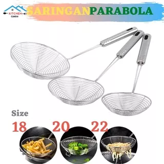 Saringan Parabola Serok Tirisan Mie Saringan Gorengan Saringan Peniris Gorengan Saringan Parabola Stainless Serokan Saringan Mie Stainless Saringan Stainlees 18 20 22  cm