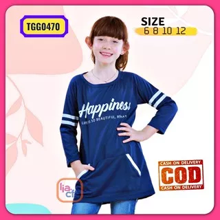 Kaos Baju Atasan Anak Perempuan Cewek Lengan Panjang Usia Umur  5 6 7 8 9 10 11 12 Tahun TGG0470