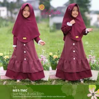 Gamis Anak Marun Terbaru Katun Toyobo Adem Labella