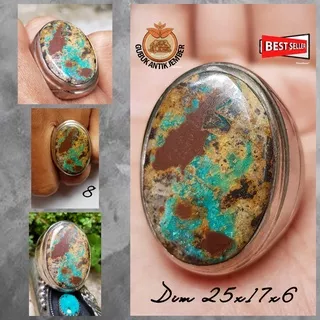 Cincin Batu Akik Natural Pirus Persia Urat Emas (COD) Berkarakter Super TOp HQ Obral Murah Hot Item/Best Seller/Discon