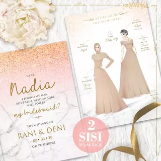 Kartu Bridesmaid Attire Guide / Panduan Busana ROSE GOLD / PINK GAUN DRESS / KEBAYA CUSTOM NAMA