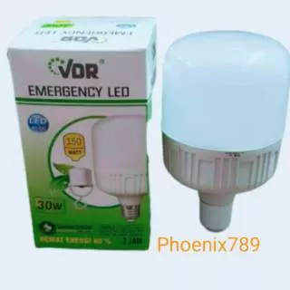 Bohlam Lampu LED 30watt Putih VDR Emergency LED Baterai Lithium 1800 mAh Cool