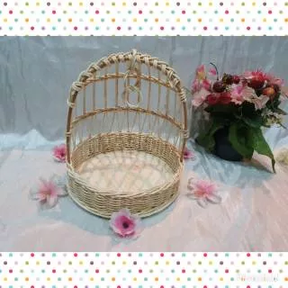 K42S - Keranjang rotan sangkar burung ayun bulat S 20x6cm hampers parcel hantaran seserahan souvenir