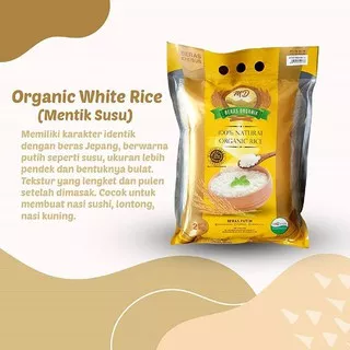 Organic White Rice (Mentik Susu) - Beras Organik - Beras Sehat - Beras Putih - MD 2kg