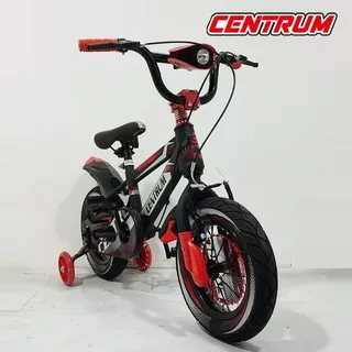 Sepeda BMX Anak Centrum CT8625-289 Duo 12 Inci x 2.50 Inci 2-4 Tahun Tinggi 85-100cm Hi-Ten Steel Lampu Klakson Roda Bantu Nyala Ban Tapak Lebar Kids Bike