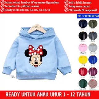 Jaket Sweter Anak Cewek Cowok Branded Laki Perempuan Kembar Bayi Balita Kecil Model Minie Mickey Mouse Lucu Hodi Tanggun