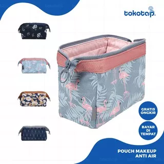 Tas Pouch / Makeup Portable Motif Print Flamingo + Bunga Anti Air