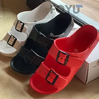 Sandal Hush Puppies Birkin Black Red White Korea OOTD Fashion Impor Premium